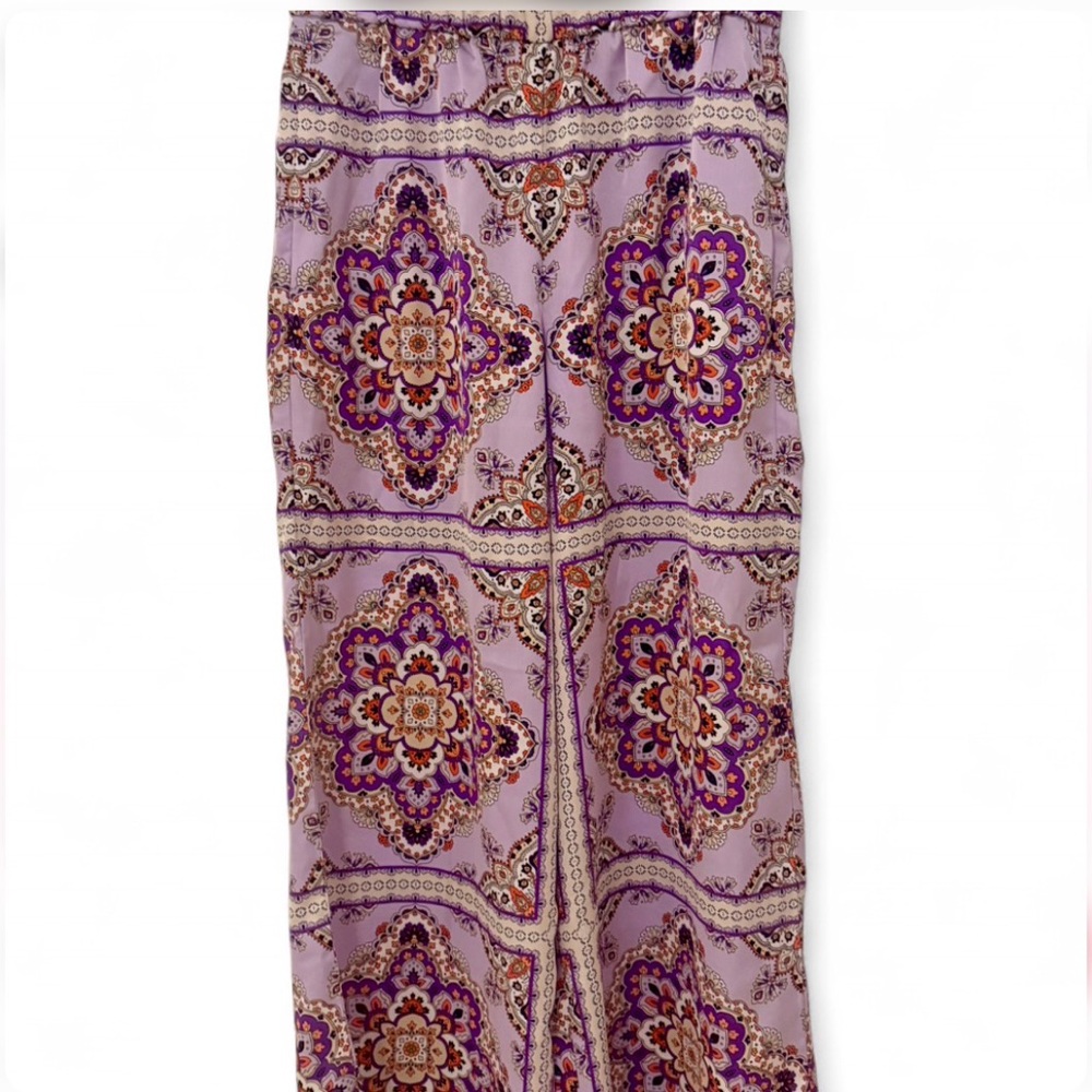 Lavender Boho Medallion Palazzo Pants